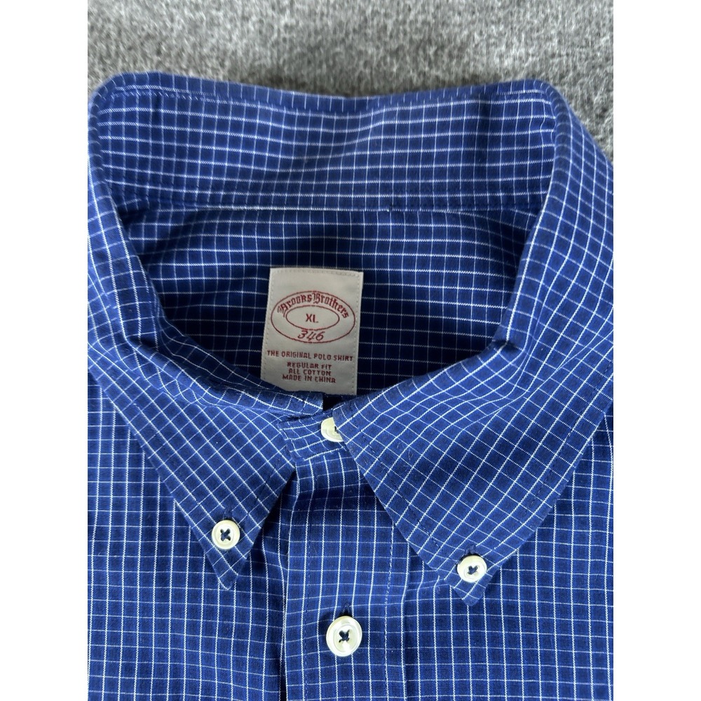 Brooks Brothers 346 Shirt Mens XL Blue Check Button Down Long Sleeve Casual - Picture 3 of 8